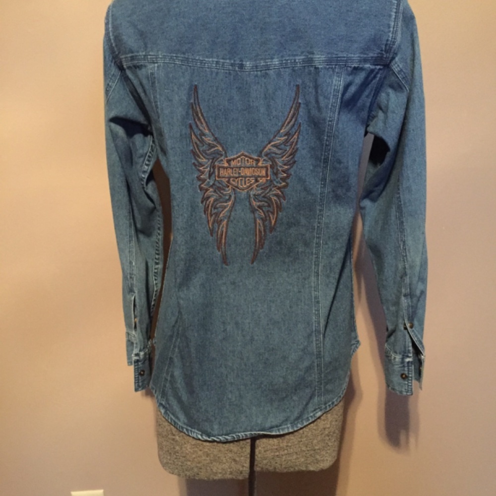 Harley Davidson Snap Front Denim Shirt - Picture 5 of 5